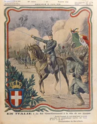 Victor Emmanuel III (1869-1947) menant son armée, illustration de 